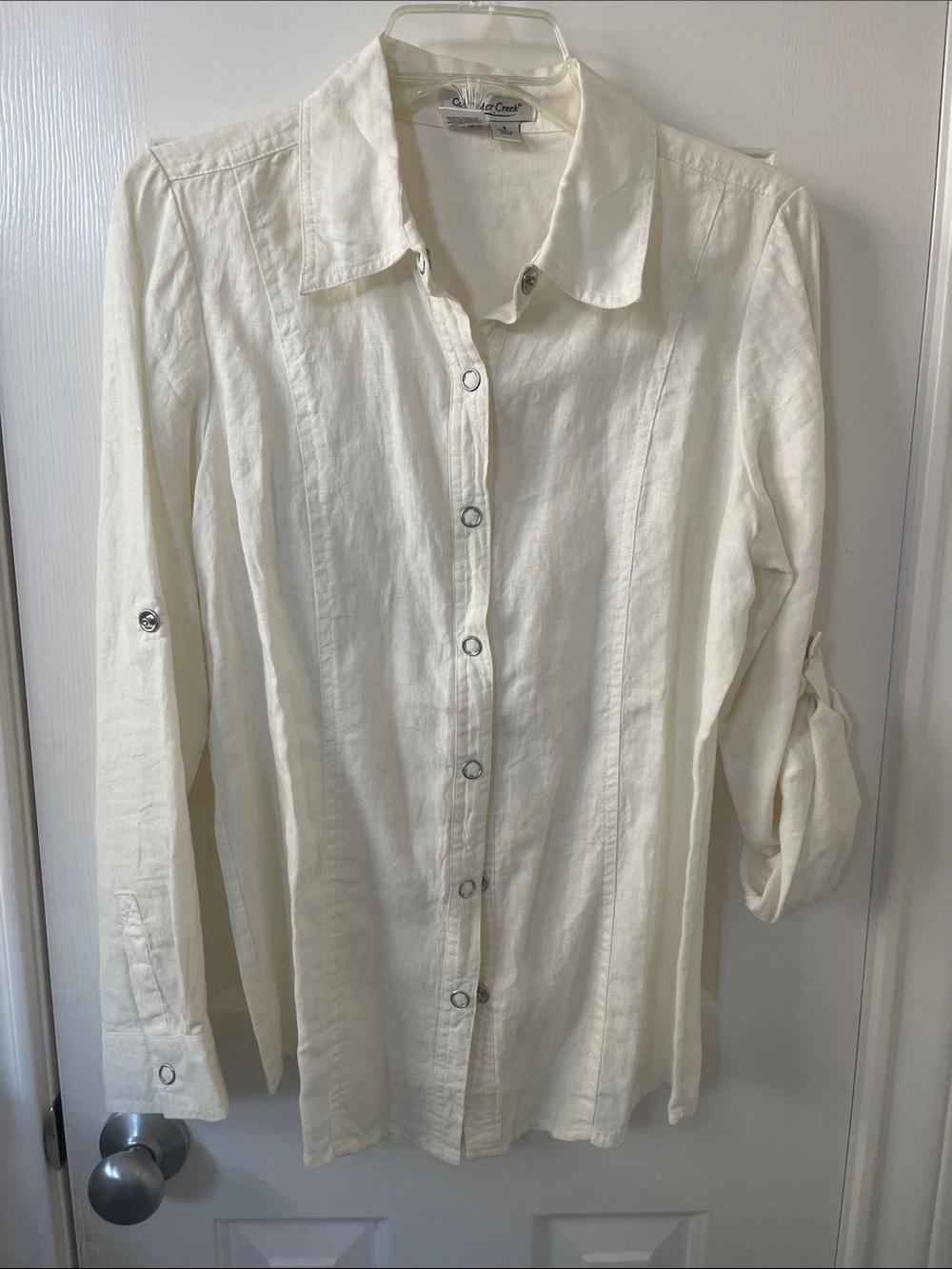 Coldwater Creek Cream Button-Front Linen Shirt
